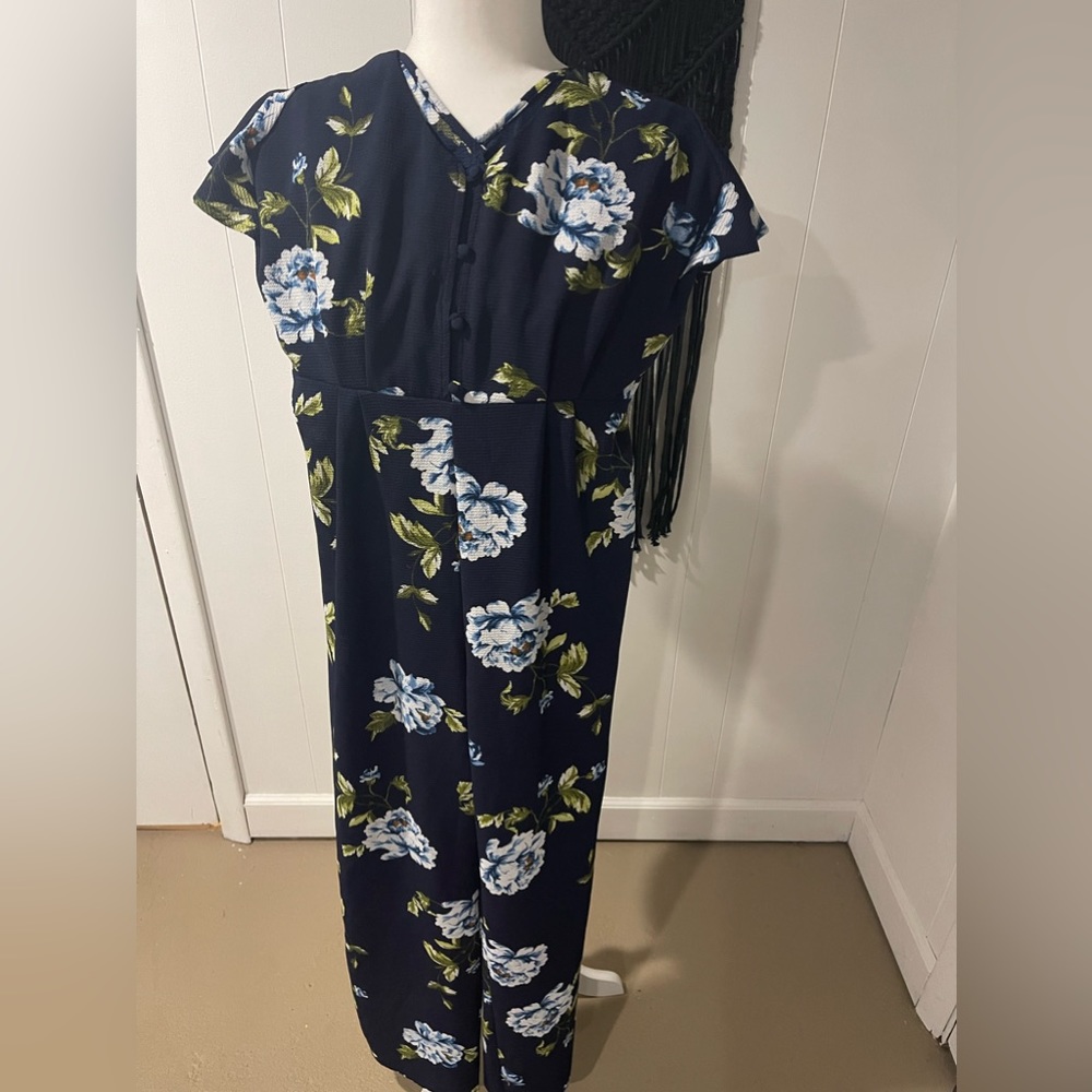 Navy Floral Jumpsuit